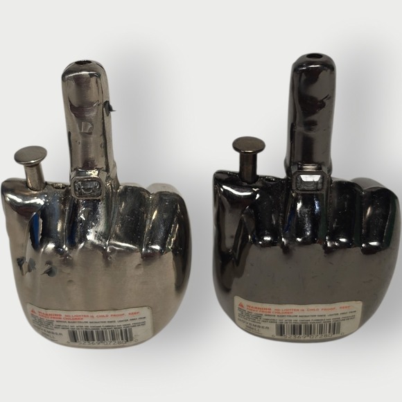 The Unbranded Brand Other - Vintage Unique Figural Middle Finger Butane LOT OF 2 NEW OLD STOCK-SHIPS EMPTY
